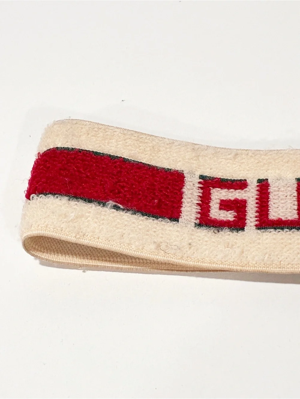 Gucci Web Logo Headband Terry Cloth Stretch Red Stripe